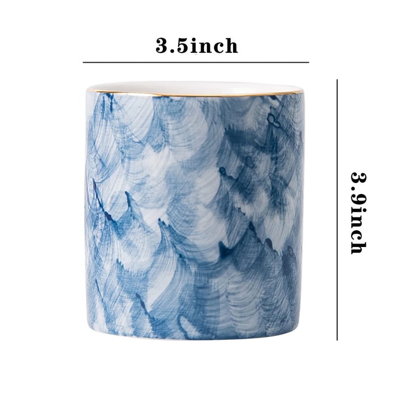 PinbWD Ceramic Pen Holder Stand Cup Pencil Organizer Makeup Brush Holders for Home Office Desk (A) - Image 2